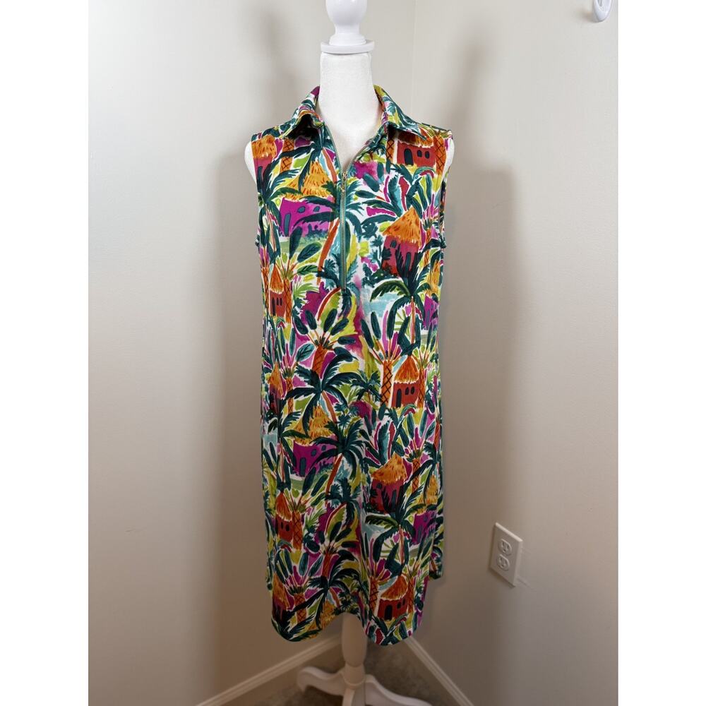 Women’s Summer Dress Pappagallo Tropical Sleeveless Vacation Beach Medium Bright